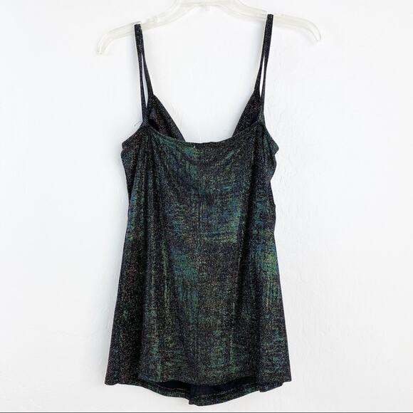 Blue Leopard Metallic Twist Front Cami Tank NWOT 1XL - Picture 2 of 4